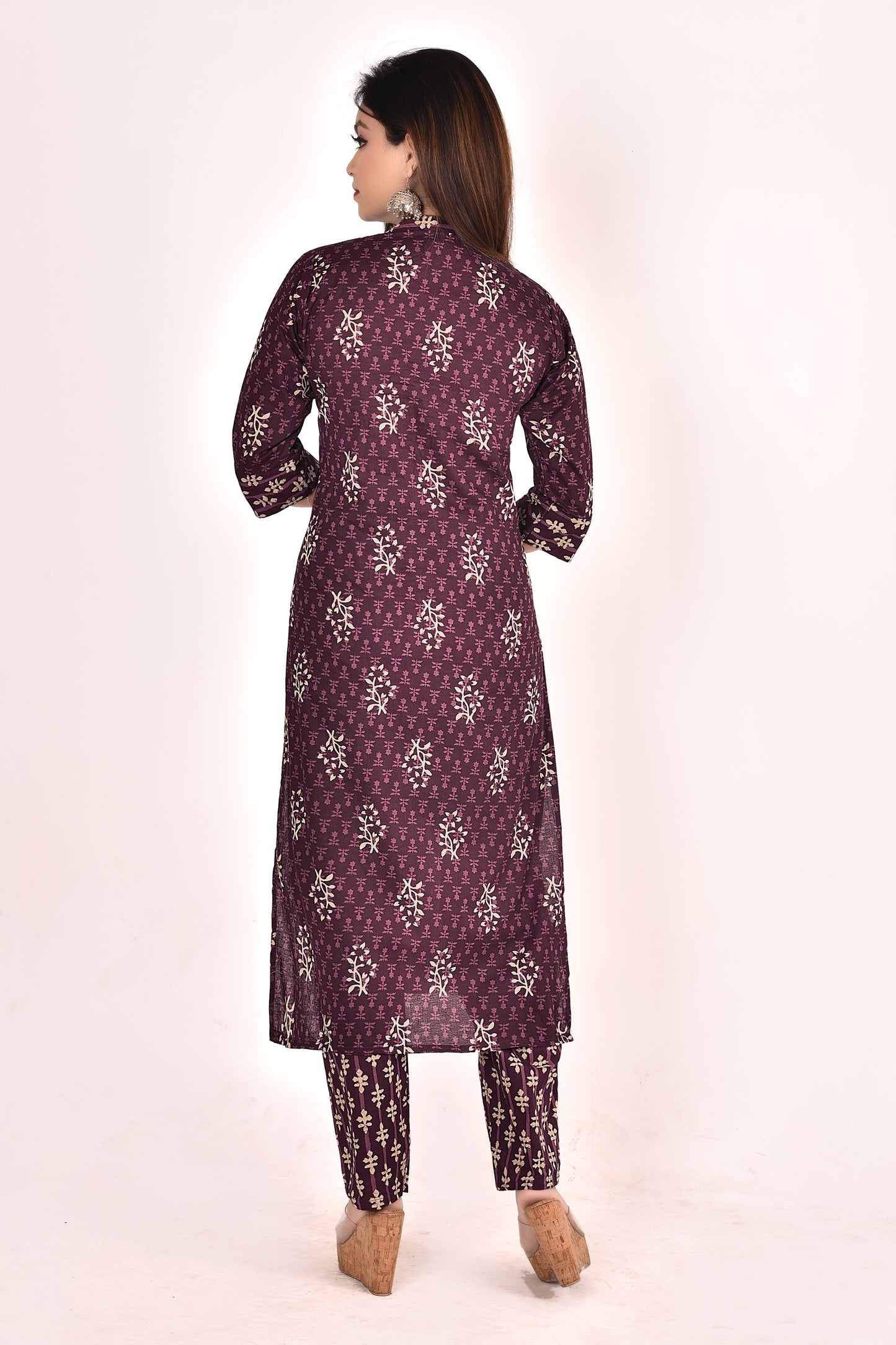 Mulberry Purple Mix & Match Floral Print Kurta With Pant