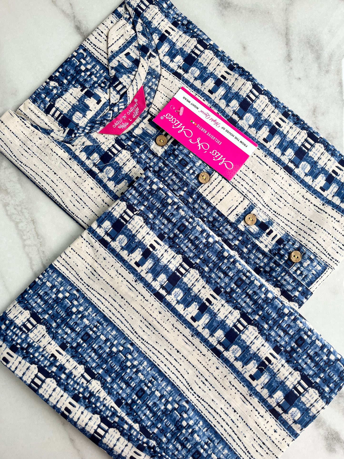 Blue Abstract Print Kurta With Pant