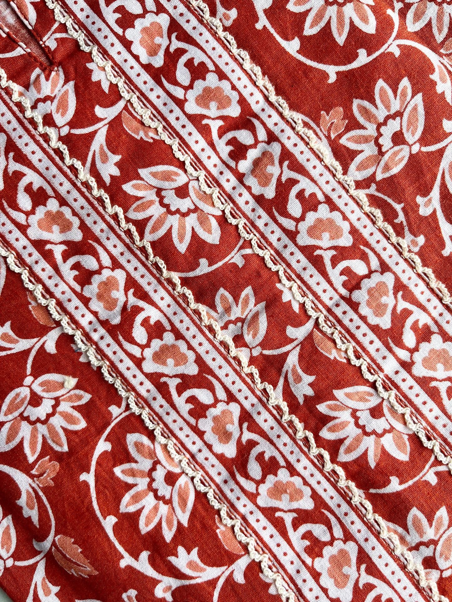 Burnt Orange Floral Print Straight Kurta