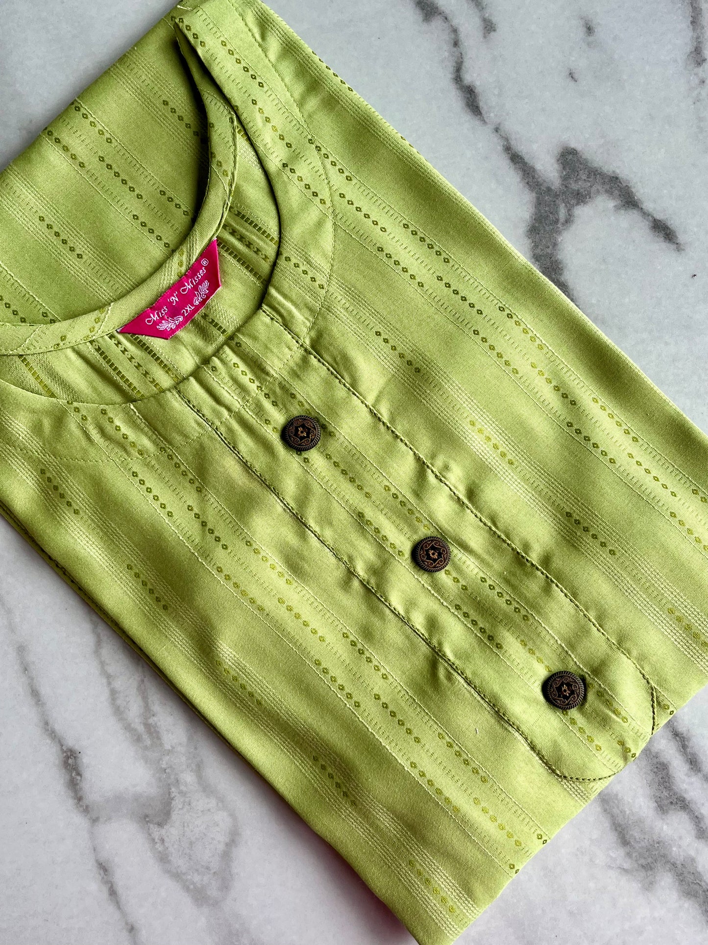 Lime Green Self-Design Kurta