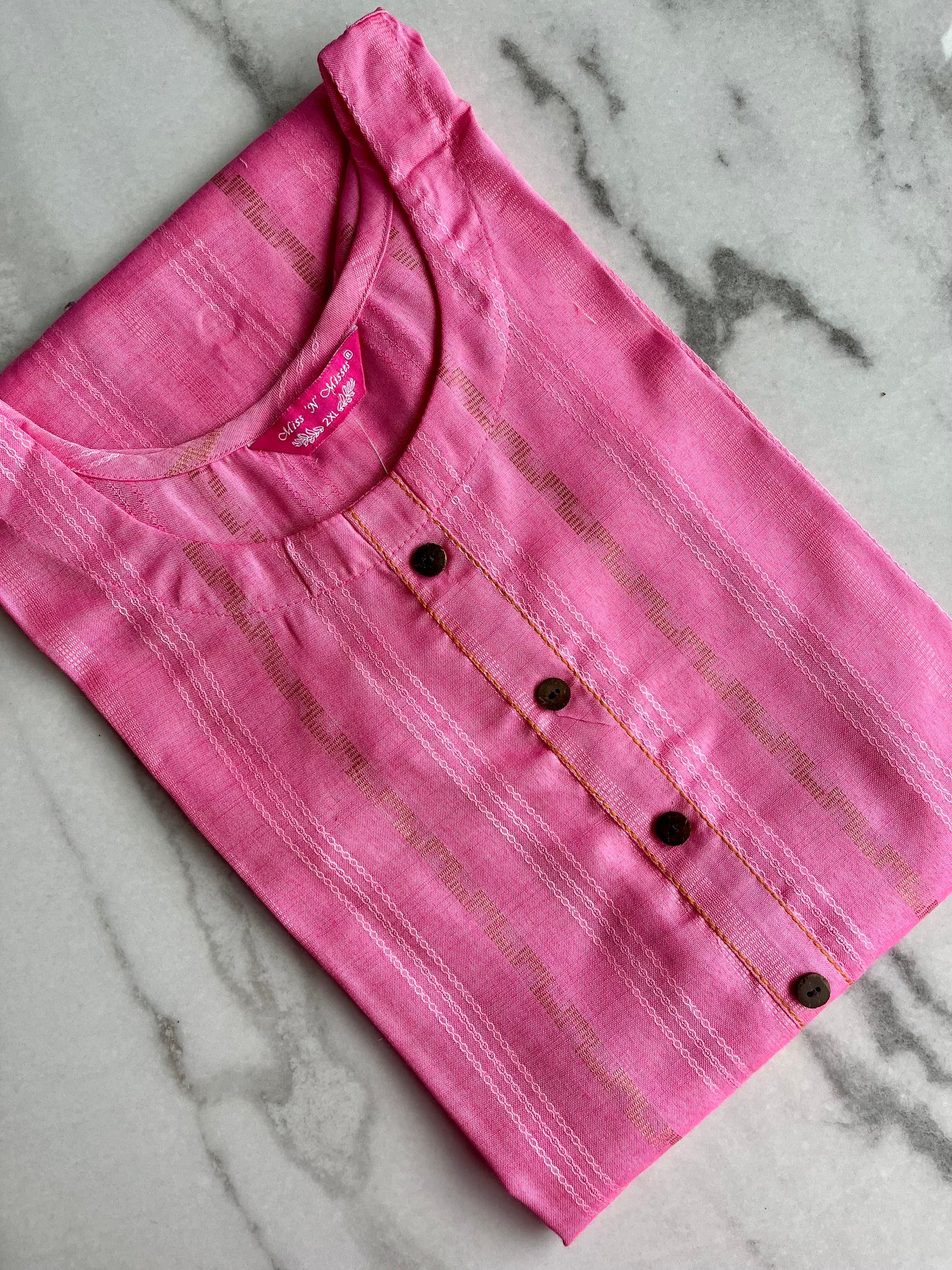 Pink Self-Design Kurta