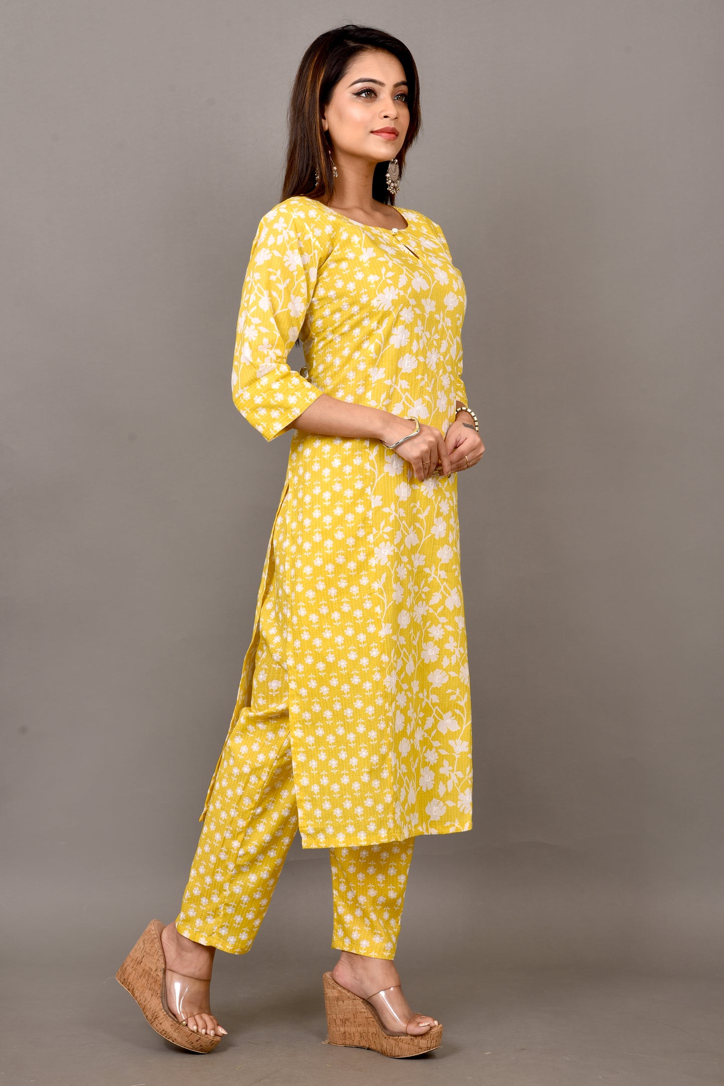 Yellow Mix & Match Floral Print Kurta With Pant