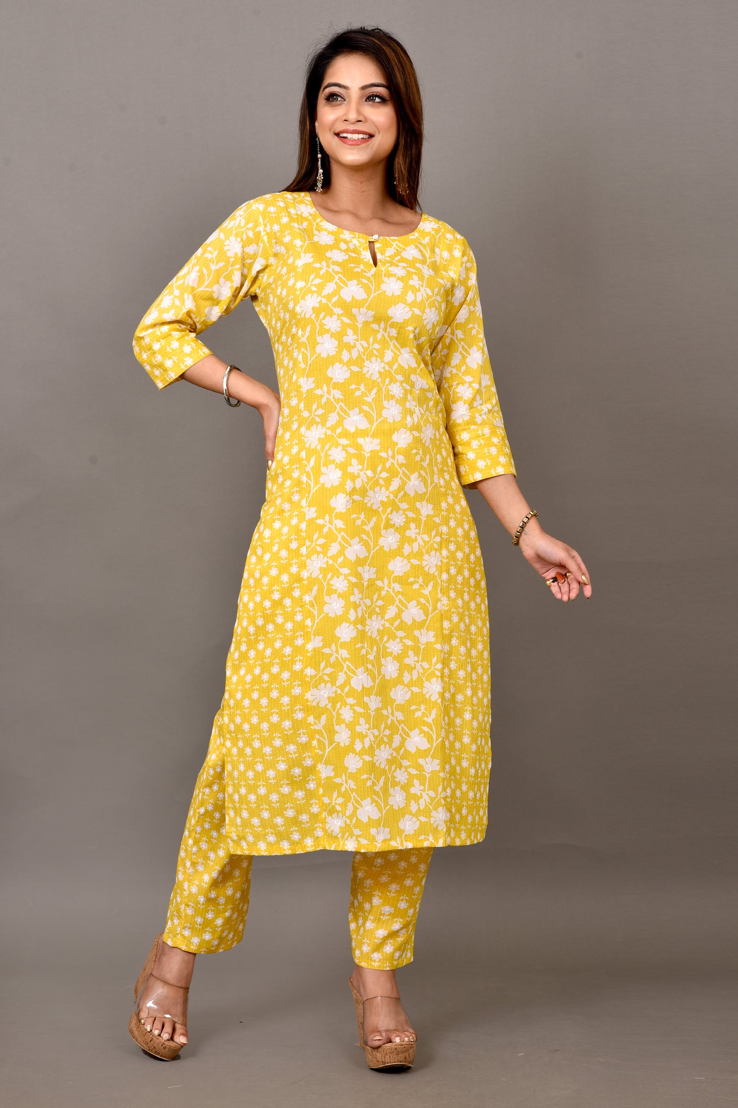 Yellow Mix & Match Floral Print Kurta With Pant