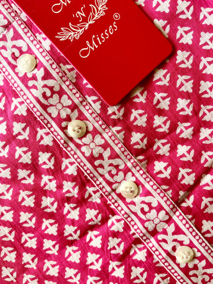 Pink Floral Printed Straight Kurta