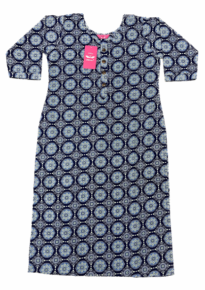 Blue Kaleidoscopic Printed Straight Kurta