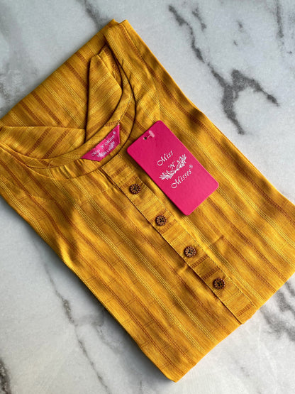 Mustard Yellow Self-Design Kurta