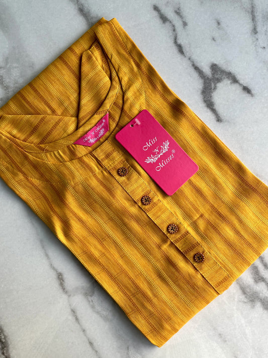 Mustard Yellow Self-Design Kurta