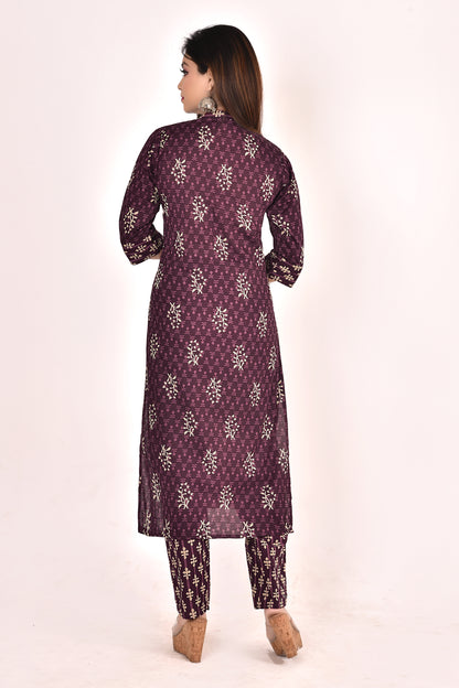 Mulberry Purple  Mix & Match Floral Print Kurta With Pant