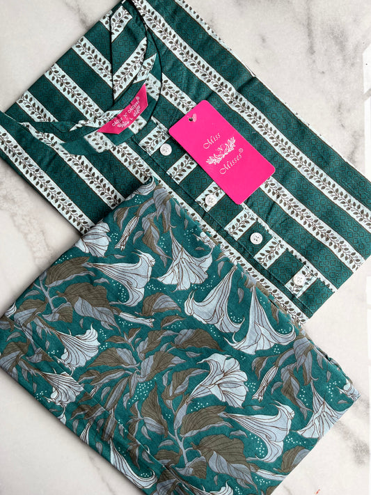 Green Striped Kurta With Pant