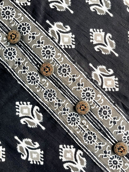 Black Floral Print Kurta Set