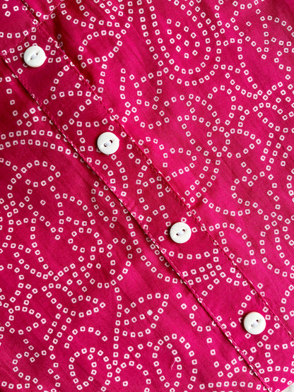 Magenta Pink Bandhani Print Straight Kurta