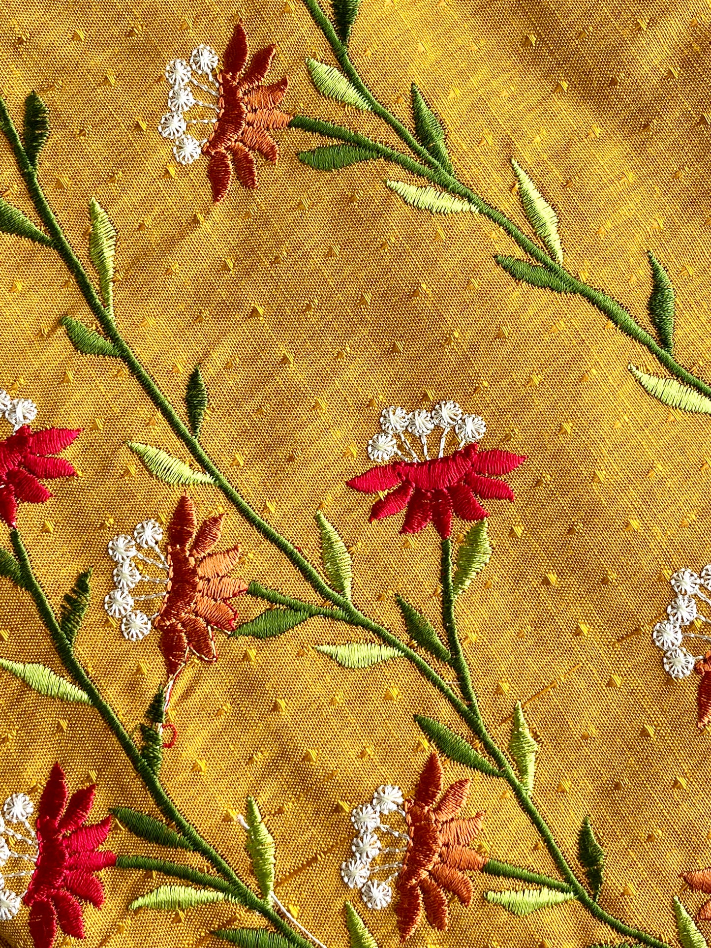 Mustard Yellow Floral Embroidered Straight Kurta