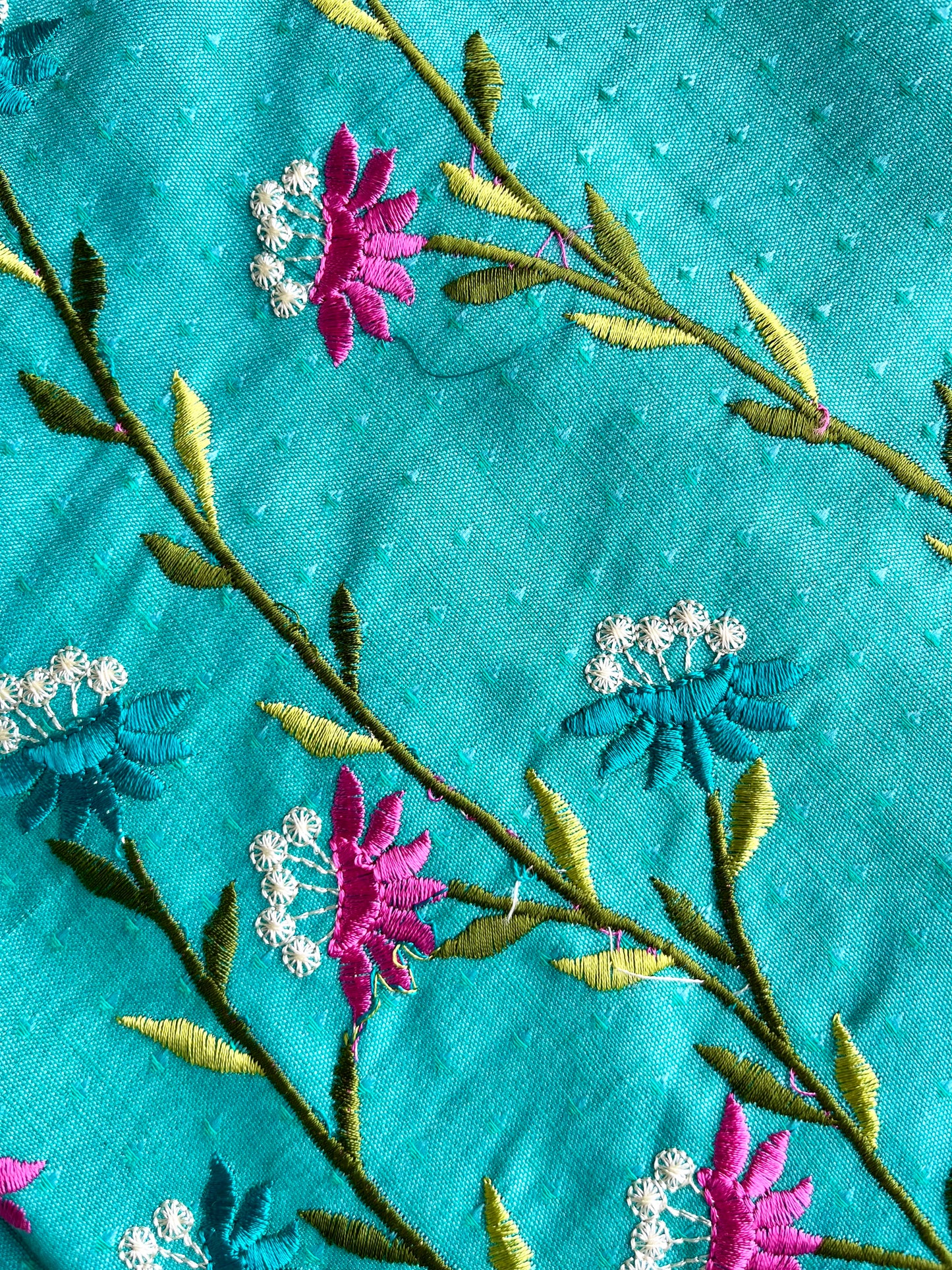 Aqua Blue Floral Embroidered Straight Kurta