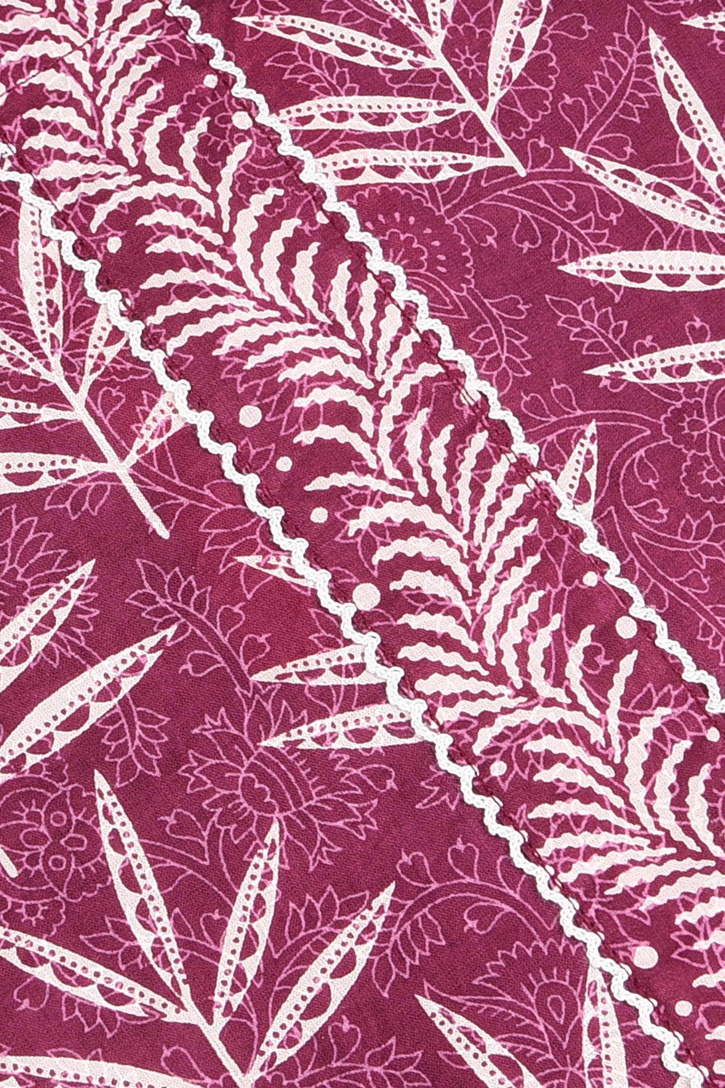 Purple Leaf Print Kurta Set