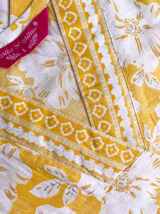 Yellow Floral Print Kurta With Pant