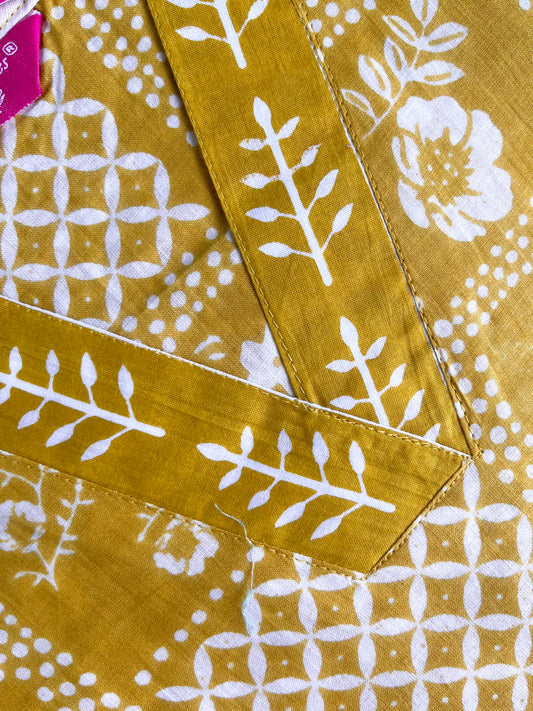 Mustard Yellow Geometric Print Kurta With Pant