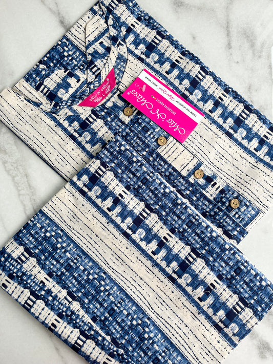 Blue Abstract Print Kurta With Pant