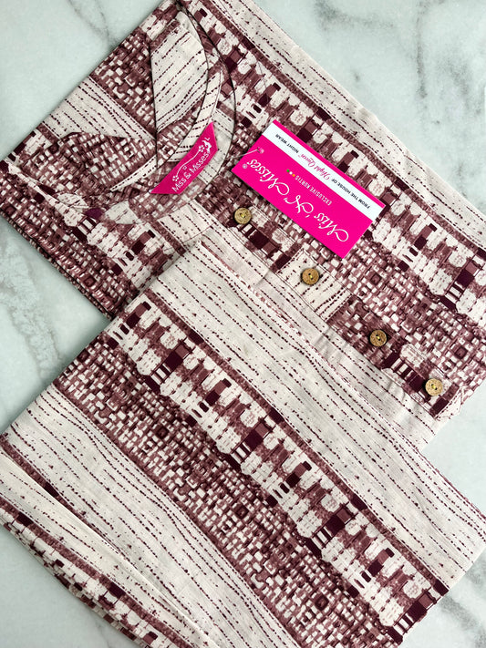 Brown Abstract Print Kurta With Pant