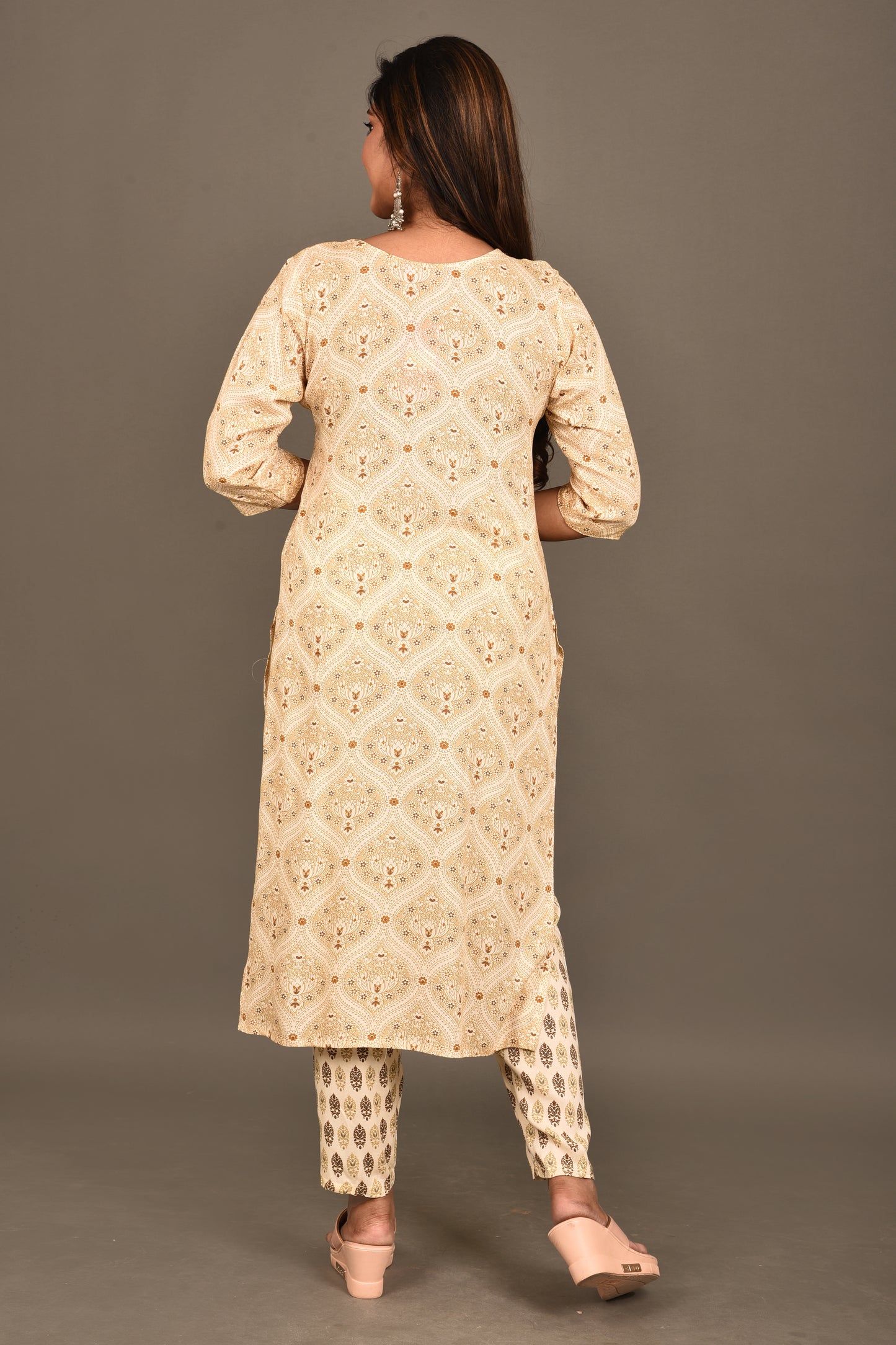 Yellow Floral Print Kurta With Pant