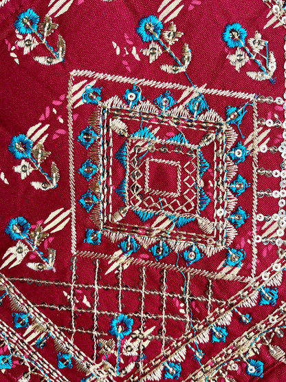 Maroon Embroidered Kurta With Pant