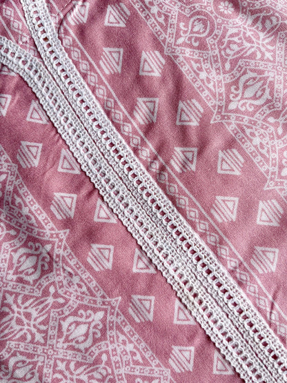 Baby Pink Geometric Print Straight Kurta