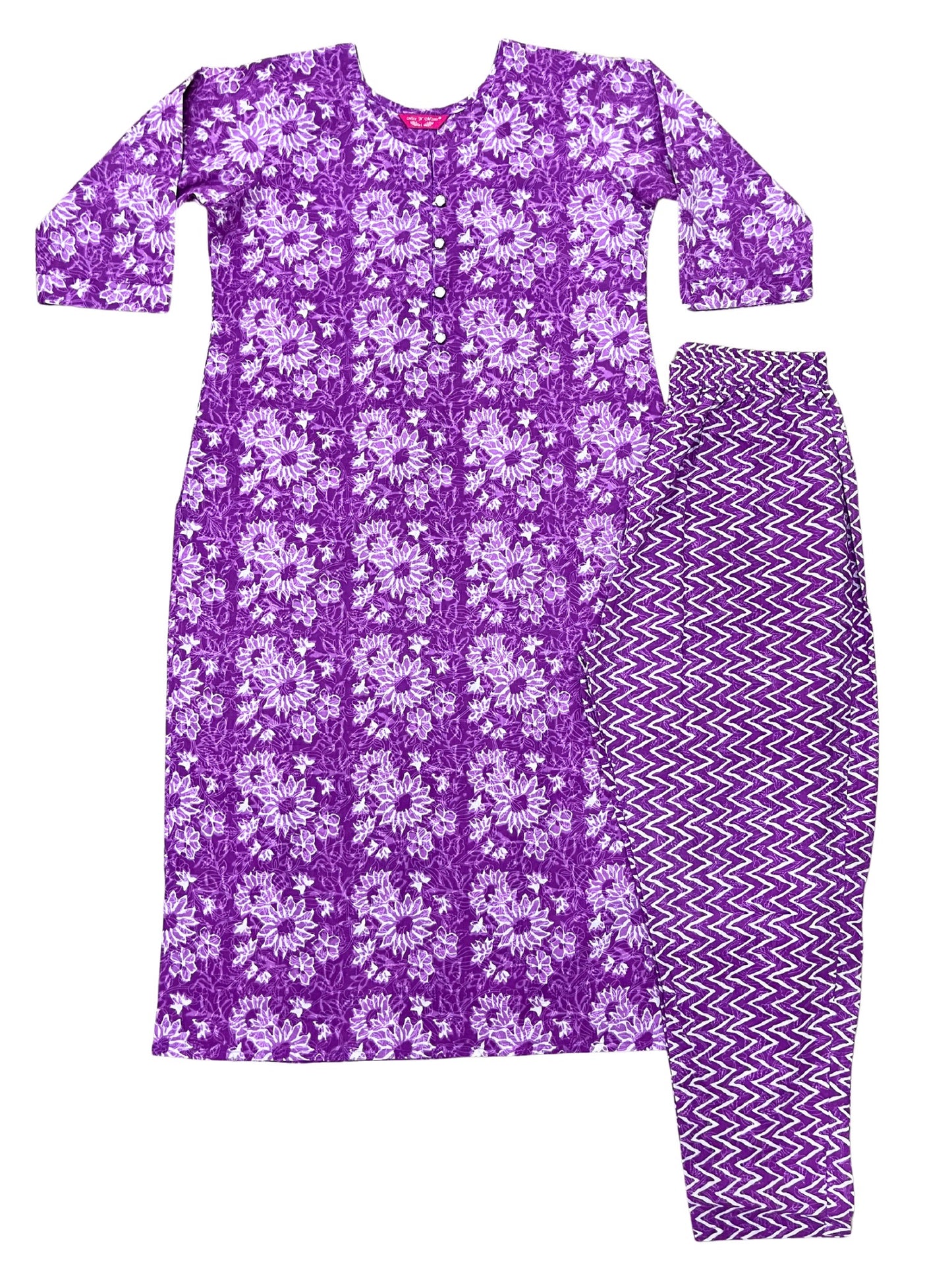 Purple Dahlia Print Kurta With Pant