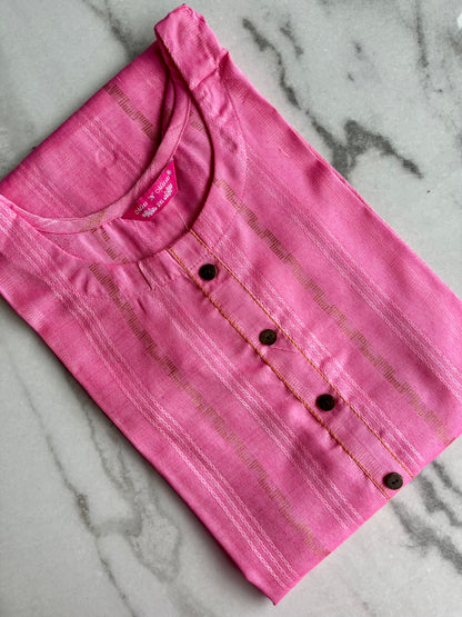 Pink Self-Design Kurta