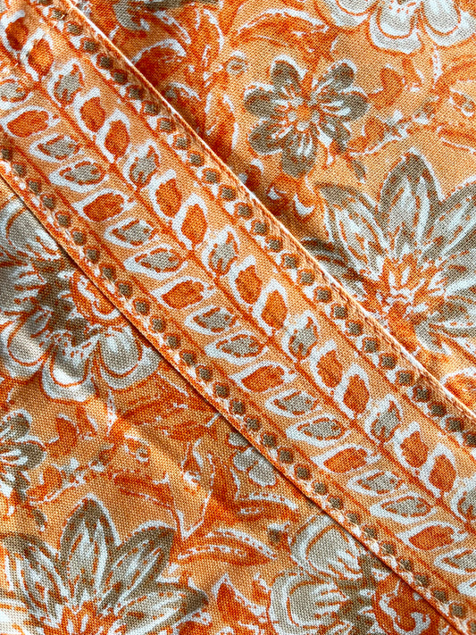 Orange Floral Print Kurta With Pant