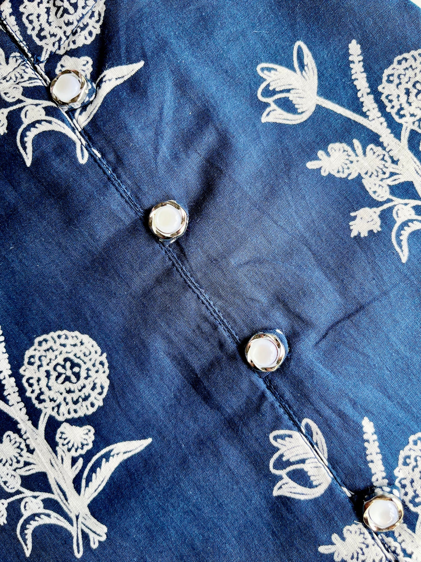 Navy Blue Floral Print Kurta With Pant