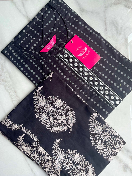 Black Embroidered Kurta With Pant