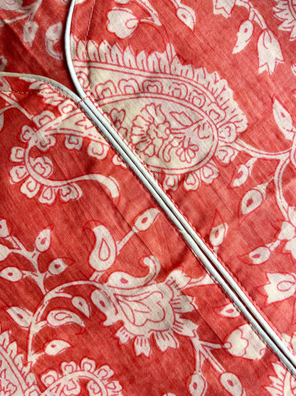 Orange Paisley Print Straight Kurta