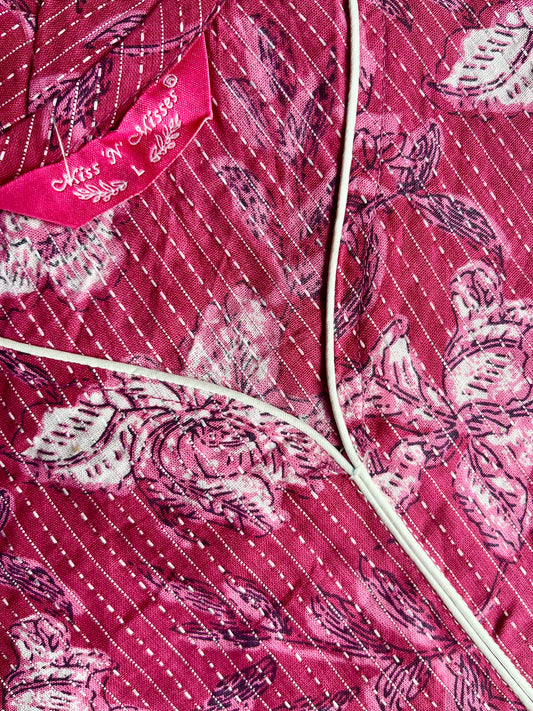 Maroon Floral Print Threadwork Kurta With Pant