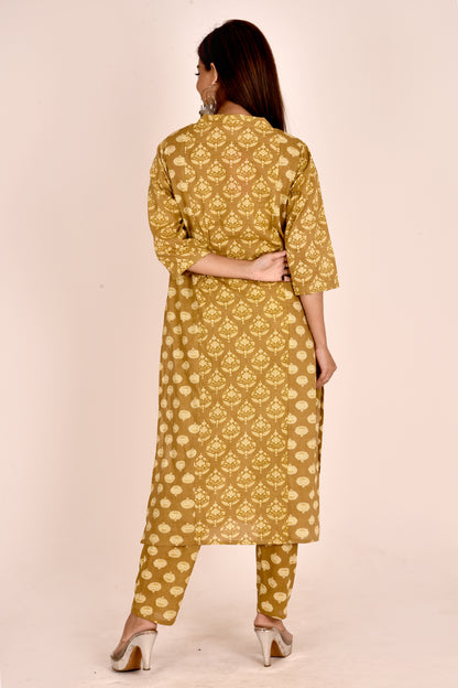 Mehendi Green Mix & Match Floral Print Kurta With Pant