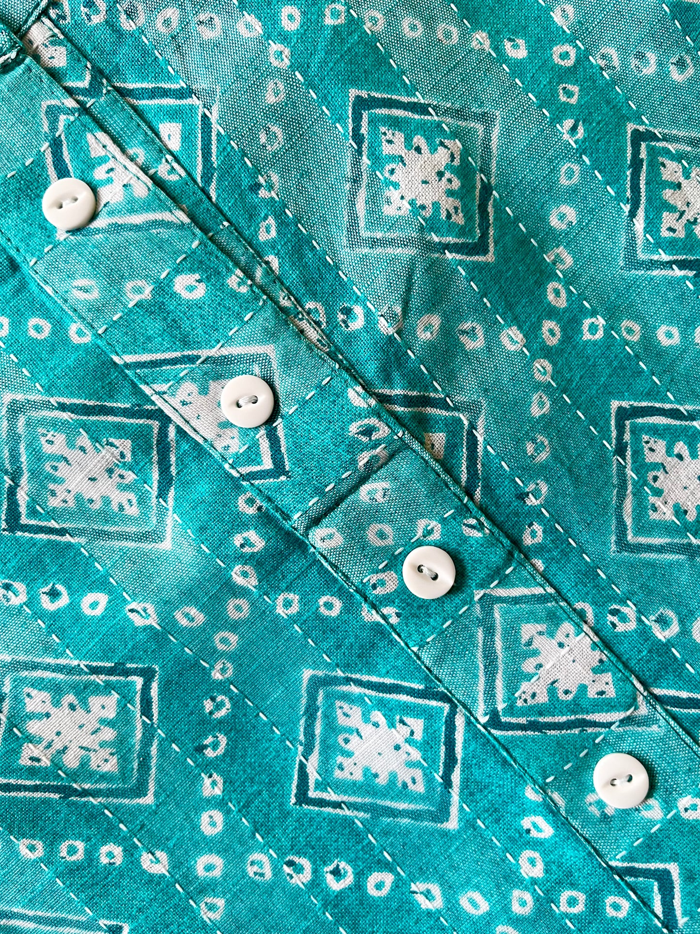 Aqua Blue Geometric Threadwork Straight Kurta