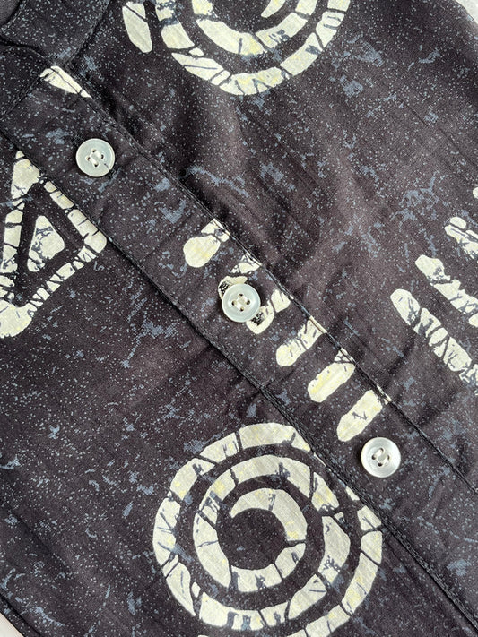 Black Geometric Print Straight Kurta