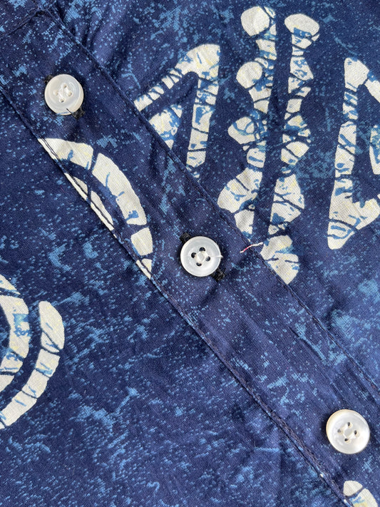 Navy Blue Geometric Print Straight Kurta